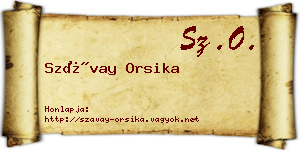 Szávay Orsika névjegykártya